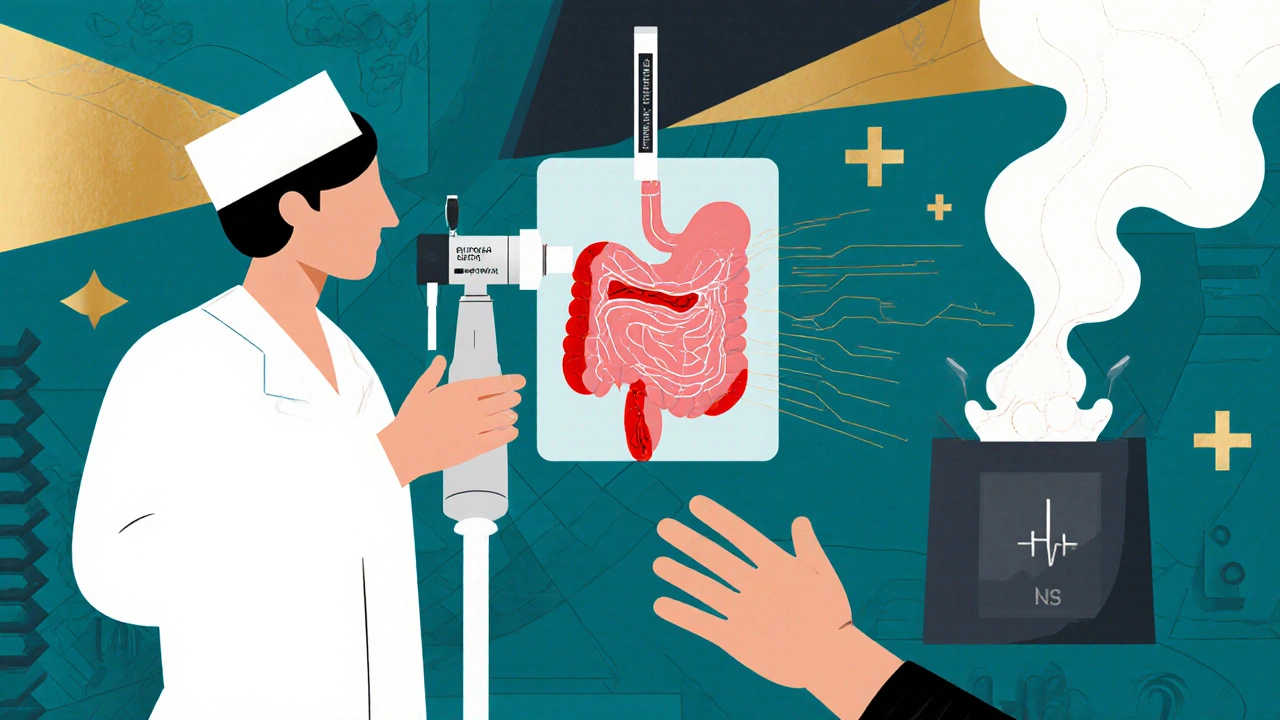 Doctor using advanced tech to detect and treat Barrett’s esophagus with light-based therapy.