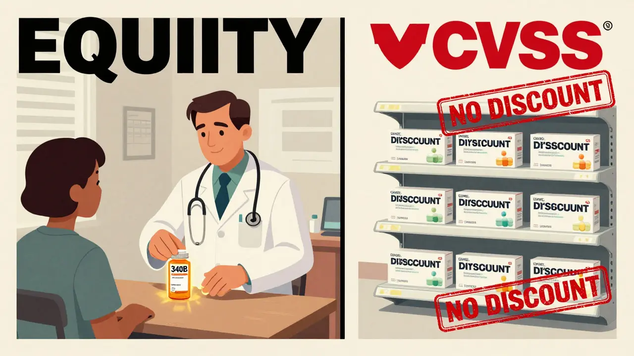 A community clinic offers discounted generics via 340B program, while a nearby pharmacy sells the same drug at much higher price.