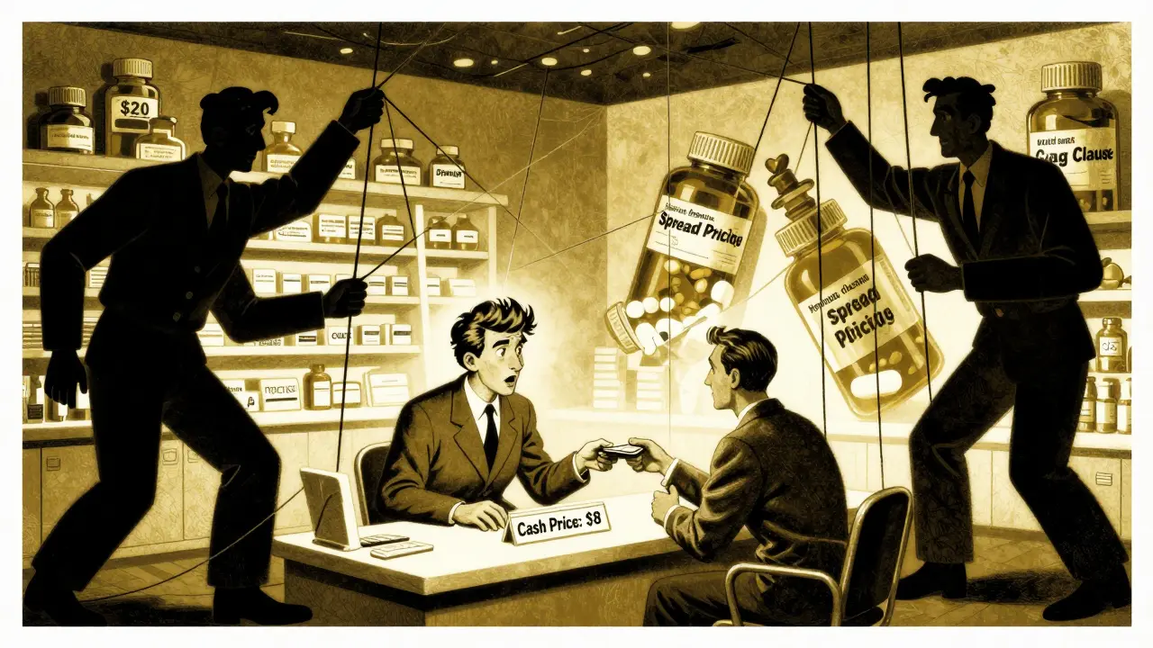 Shadowy PBMs control pharmacy prices, hiding the true cash cost of generics from a confused patient.