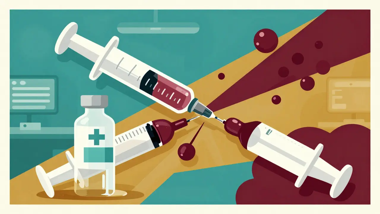 Medical vials forming protective barriers around blood molecules in emergency scenario