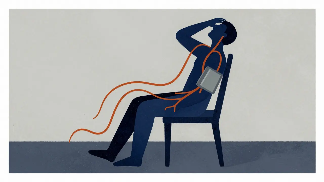Symbolic illustration of a person rising slowly to manage blood pressure side effects.